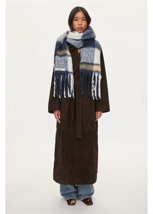 Warm scarf Navy Checks Oval Square 